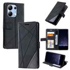 For Xiaomi Redmi Note 13 4G Skin Feel Splicing Leather Phone Case(Black) - 1