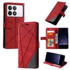 For Xiaomi Redmi K70E Skin Feel Splicing Leather Phone Case(Red) - 1