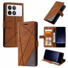 For Xiaomi Redmi K70E Skin Feel Splicing Leather Phone Case(Brown) - 1