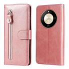 For Honor X50 Calf Texture Zipper Leather Phone Case(Rose Gold) - 1