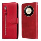 For Honor X50 Calf Texture Zipper Leather Phone Case(Red) - 1