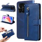 For Honor X6a Calf Texture Zipper Leather Phone Case(Blue) - 1