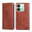 For Infinix Smart 7 HD Gloss Oil Solid Color Magnetic Leather Phone Case(Brown) - 1
