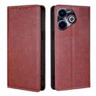 For Infinix Hot 40i Gloss Oil Solid Color Magnetic Leather Phone Case(Brown) - 1