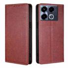 For Infinix Note 40 4G Gloss Oil Solid Color Magnetic Leather Phone Case(Brown) - 1