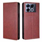 For Infinix Note 40 5G Gloss Oil Solid Color Magnetic Leather Phone Case(Brown) - 1