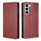 For Infinix Hot 50 4G Gloss Oil Solid Color Magnetic Leather Phone Case(Brown) - 1