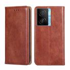 For vivo iQOO Z7x Gloss Oil Solid Color Magnetic Leather Phone Case(Brown) - 1