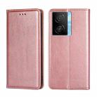 For vivo iQOO Z7x Gloss Oil Solid Color Magnetic Leather Phone Case(Rose Gold) - 1