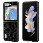 For Samsung Galaxy Z Flip5 ABEEL Genuine Leather Crocodile Pattern Black Edge Phone Case(Black) - 1