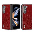 For Samsung Galaxy Z Fold5 ABEEL Genuine Leather Crocodile Pattern Black Edge Phone Case(Red) - 1