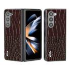 For Samsung Galaxy Z Fold5 ABEEL Genuine Leather Crocodile Pattern Black Edge Phone Case(Coffee) - 1