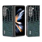 For Samsung Galaxy Z Fold5 ABEEL Genuine Leather Crocodile Pattern Black Edge Phone Case(Blue) - 1