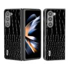For Samsung Galaxy Z Fold5 ABEEL Genuine Leather Crocodile Pattern Black Edge Phone Case(Black) - 1