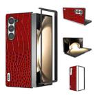 For Samsung Galaxy Z Fold6 ABEEL Genuine Leather Crocodile Pattern Black Edge Phone Case(Red) - 1