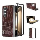 For Samsung Galaxy Z Fold6 ABEEL Genuine Leather Crocodile Pattern Black Edge Phone Case(Coffee) - 1