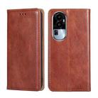 For OPPO Reno10 5G Gloss Oil Solid Color Magnetic Leather Phone Case(Brown) - 1