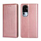 For OPPO Reno10 5G Gloss Oil Solid Color Magnetic Leather Phone Case(Rose Gold) - 1