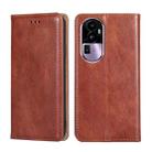 For OPPO Reno10 Pro+ 5G Gloss Oil Solid Color Magnetic Leather Phone Case(Brown) - 1