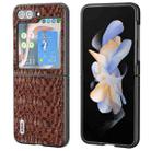 For Samsung Galaxy Z Flip5 ABEEL Genuine Leather Sky Series Black Edge Phone Case(Brown) - 1