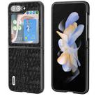 For Samsung Galaxy Z Flip5 ABEEL Genuine Leather Sky Series Black Edge Phone Case(Black) - 1