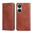 For Huawei Enjoy 60 Pro / nova 11i Gloss Oil Solid Color Magnetic Leather Phone Case(Brown) - 1