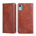 For Nokia C12 Gloss Oil Solid Color Magnetic Leather Phone Case(Brown) - 1