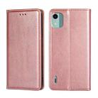 For Nokia C12 Gloss Oil Solid Color Magnetic Leather Phone Case(Rose Gold) - 1