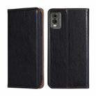 For Nokia C32 Gloss Oil Solid Color Magnetic Leather Phone Case(Black) - 1