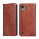 For Nokia C110 4G Gloss Oil Solid Color Magnetic Leather Phone Case(Brown) - 1