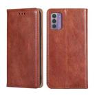 For Nokia G42 5G Gloss Oil Solid Color Magnetic Leather Phone Case(Brown) - 1