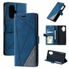 For Realme 10 Pro+ 5G Skin Feel Splicing Horizontal Flip Leather Phone Case(Blue) - 1