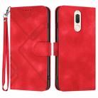 For Huawei Mate 10 Lite/Maimang 6 Line Pattern Skin Feel Leather Phone Case(Red) - 1