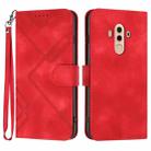 For Huawei Mate 10 Pro Line Pattern Skin Feel Leather Phone Case(Red) - 1