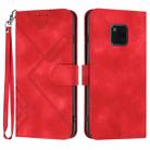 For Huawei Mate 20 Pro Line Pattern Skin Feel Leather Phone Case(Red) - 1