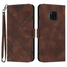 For Huawei Mate 20 Pro Line Pattern Skin Feel Leather Phone Case(Coffee) - 1