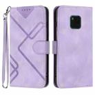 For Huawei Mate 20 Pro Line Pattern Skin Feel Leather Phone Case(Light Purple) - 1