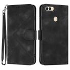 For Huawei P smart 2018/Enjoy 7S Line Pattern Skin Feel Leather Phone Case(Black) - 1