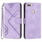 For Huawei P smart 2018/Enjoy 7S Line Pattern Skin Feel Leather Phone Case(Light Purple) - 1