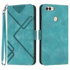 For Huawei P smart 2018/Enjoy 7S Line Pattern Skin Feel Leather Phone Case(Light Blue) - 1