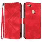 For Huawei P10 Lite Line Pattern Skin Feel Leather Phone Case(Red) - 1