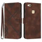 For Huawei P10 Lite Line Pattern Skin Feel Leather Phone Case(Coffee) - 1