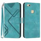 For Huawei P10 Lite Line Pattern Skin Feel Leather Phone Case(Light Blue) - 1