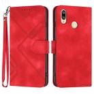 For Huawei P20 lite Line Pattern Skin Feel Leather Phone Case(Red) - 1