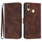 For Huawei P20 lite Line Pattern Skin Feel Leather Phone Case(Coffee) - 1