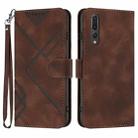 For Huawei P20 Pro Line Pattern Skin Feel Leather Phone Case(Coffee) - 1