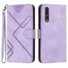 For Huawei P20 Pro Line Pattern Skin Feel Leather Phone Case(Light Purple) - 1