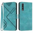 For Huawei P20 Pro Line Pattern Skin Feel Leather Phone Case(Light Blue) - 1