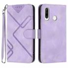 For Huawei P30 lite/nova 4e Line Pattern Skin Feel Leather Phone Case(Light Purple) - 1