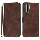 For Huawei P30 Pro Line Pattern Skin Feel Leather Phone Case(Coffee) - 1